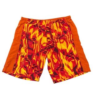 Vintage Y2K Nike Lined Flame Swim Board Shorts Men’s Sz L